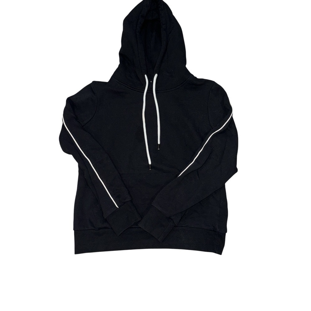 35. Fashion Nova Women’s Black Hoodie with White Accents